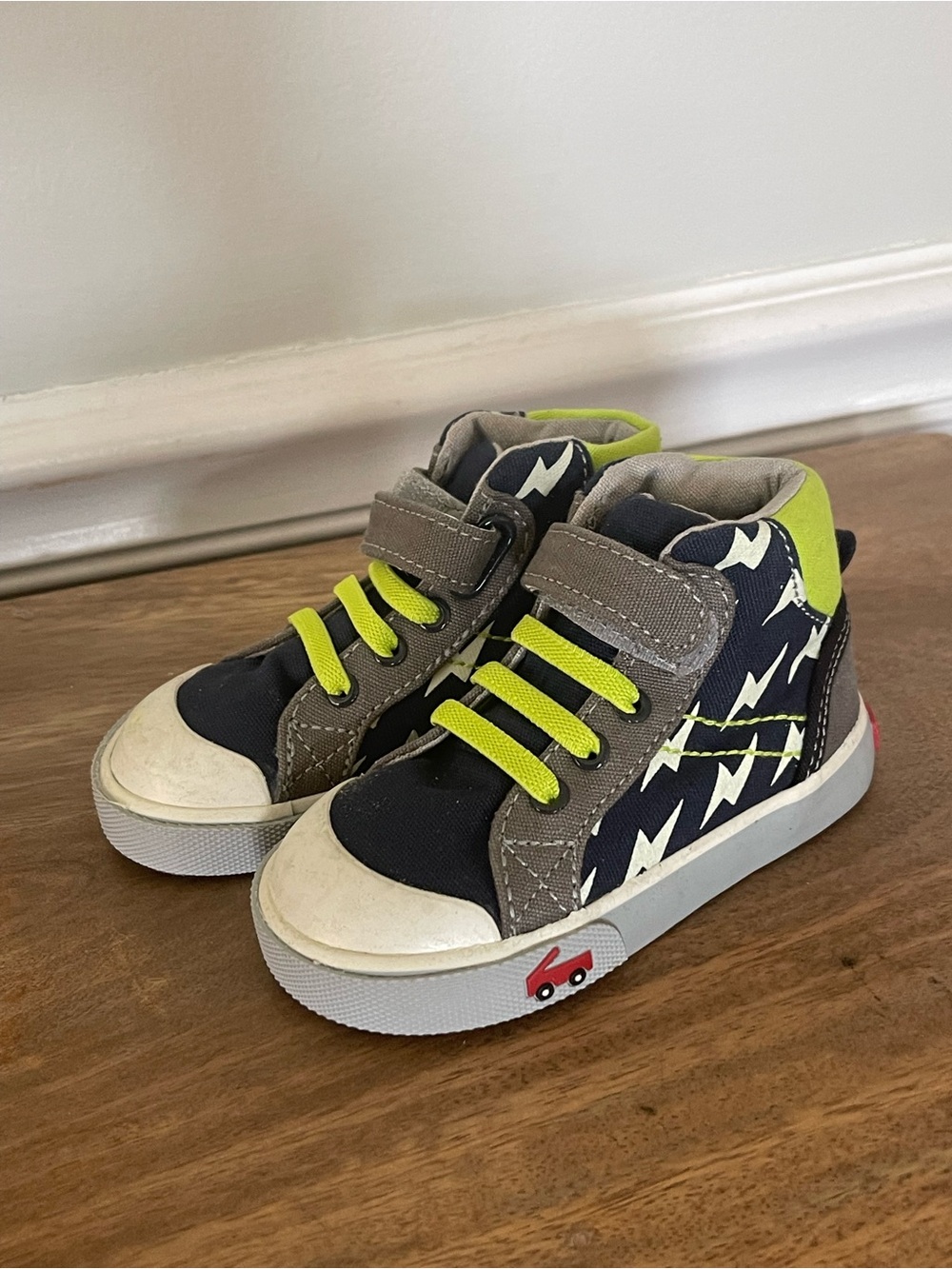 See Kai Run Boys High-Top Sneakers - Navy & Neon Green